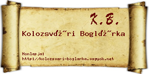 Kolozsvári Boglárka névjegykártya